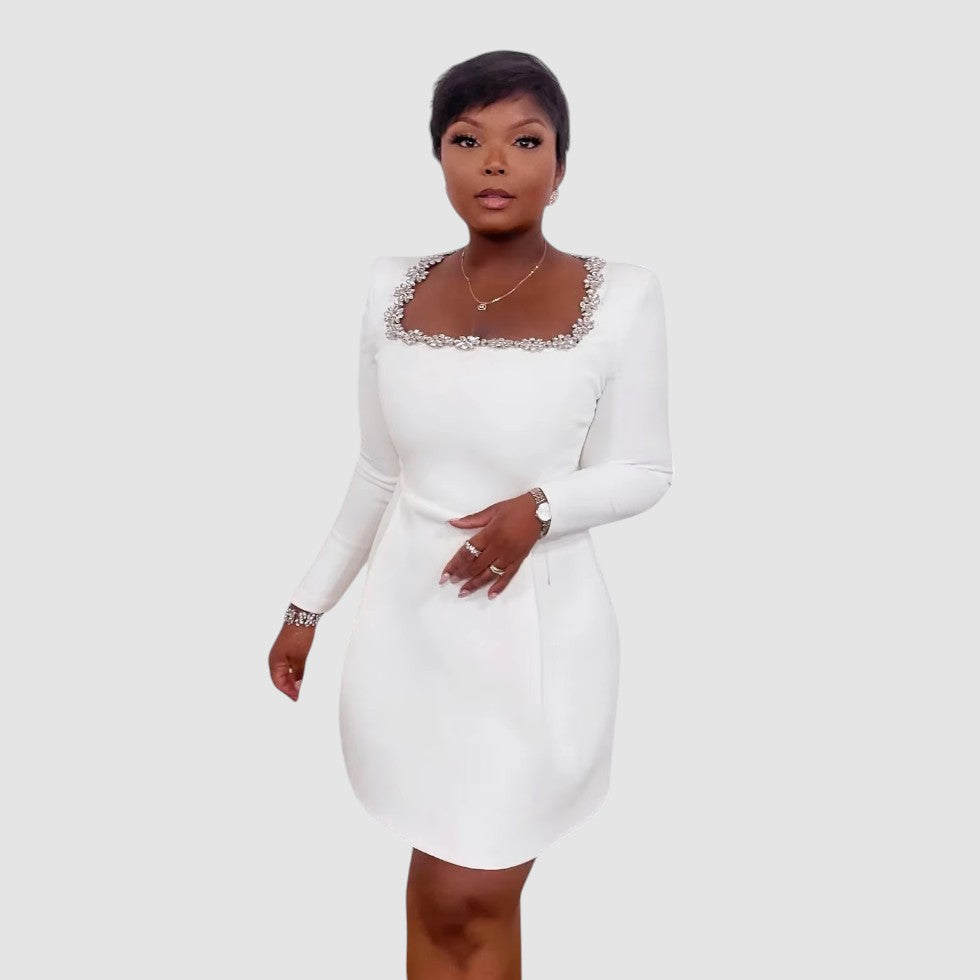 Velvet Mini Jurk Dames, Lange Mouw, Elegant A-Lijn