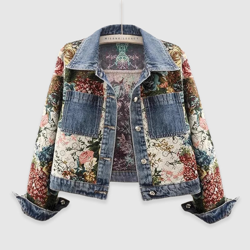 Sofia Denim Jasje Dames | Elegant Met Bloemenaccenten, Zacht Katoen