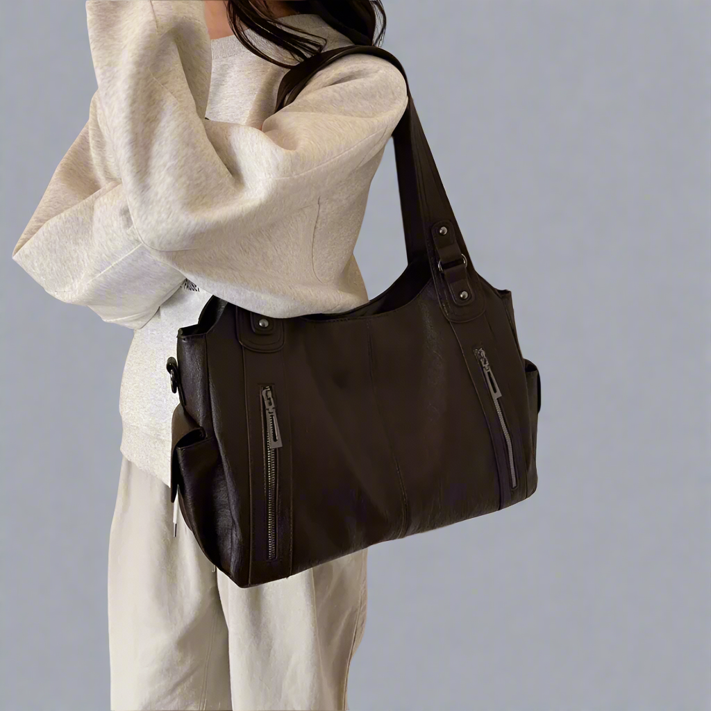 Amber Stijlvolle Schoudertas, Vegan Leer, Ruim en Elegant