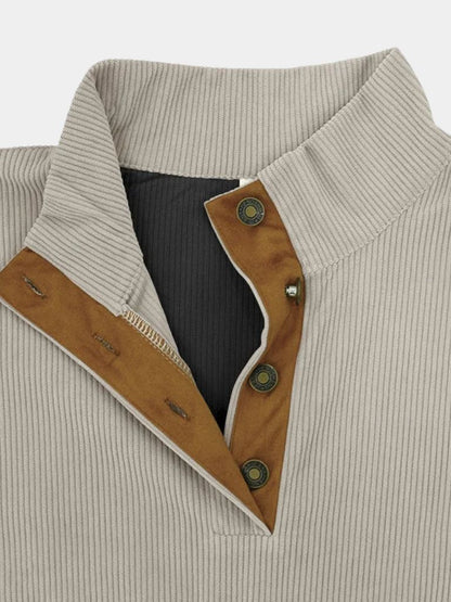 Stijn | Luxe Corduroy Pullover met Hoge Kraag