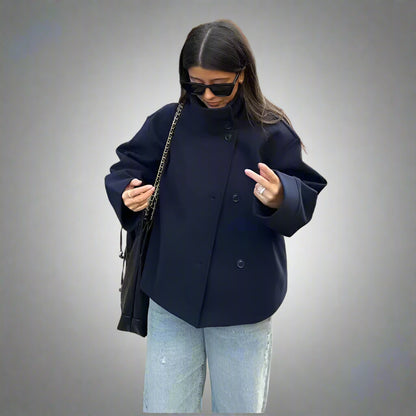 Elise Luxe Korte Damesjas, Dubbel Breasted, Elegant