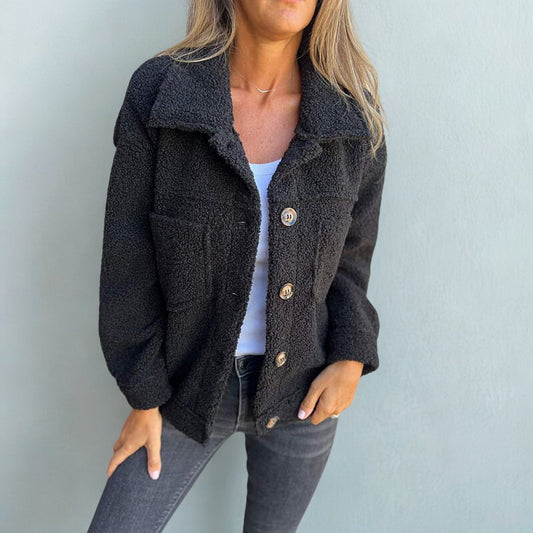 Stijlvolle Dames Herfstjas, Warme Jas met Zakken