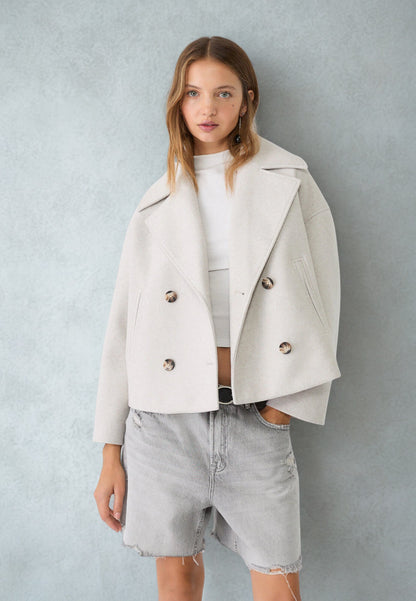 Korte Double-Breasted Jas Dames, Meerdere Kleuren