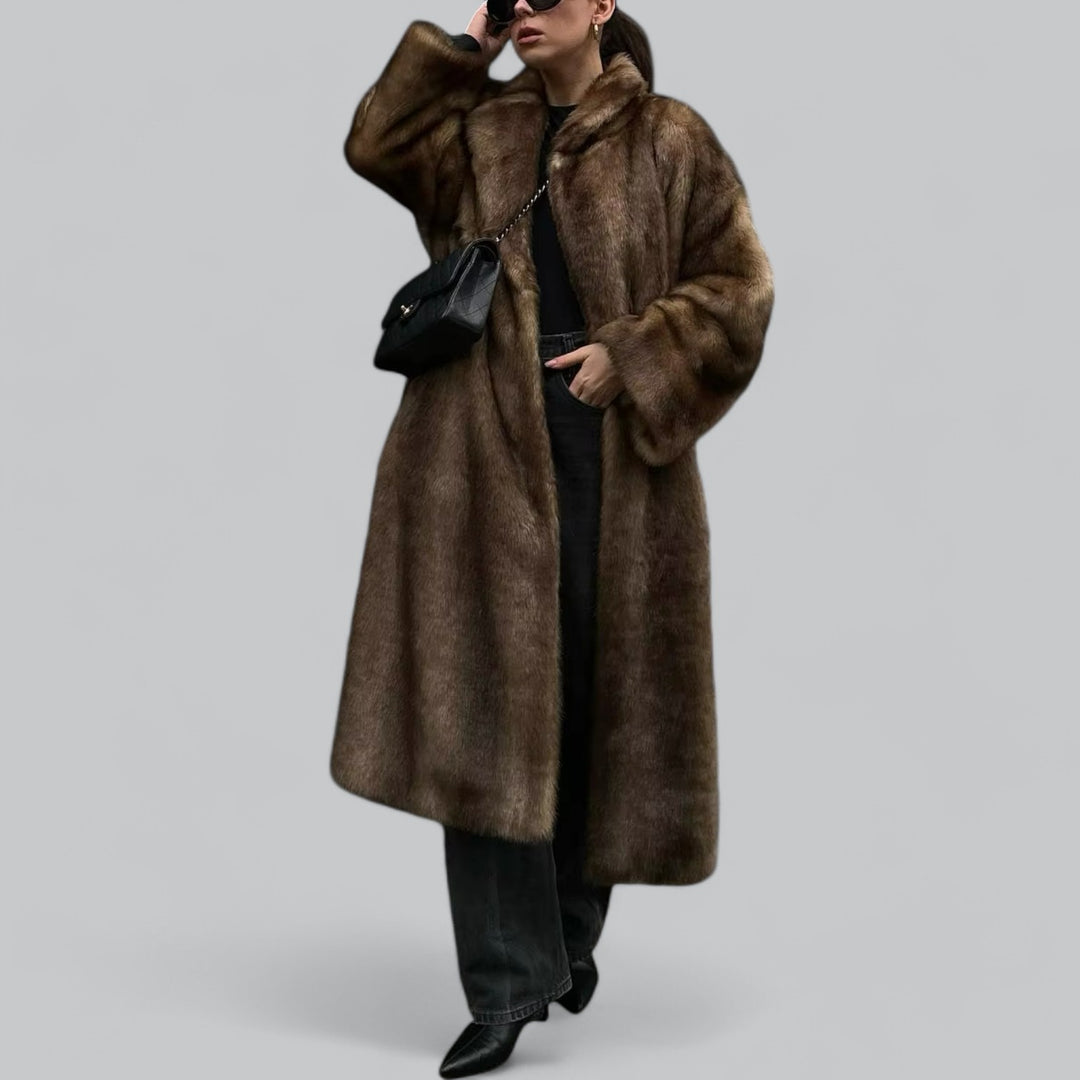 Lange Dames Trenchcoat, Faux Fur, Warm en Luxe