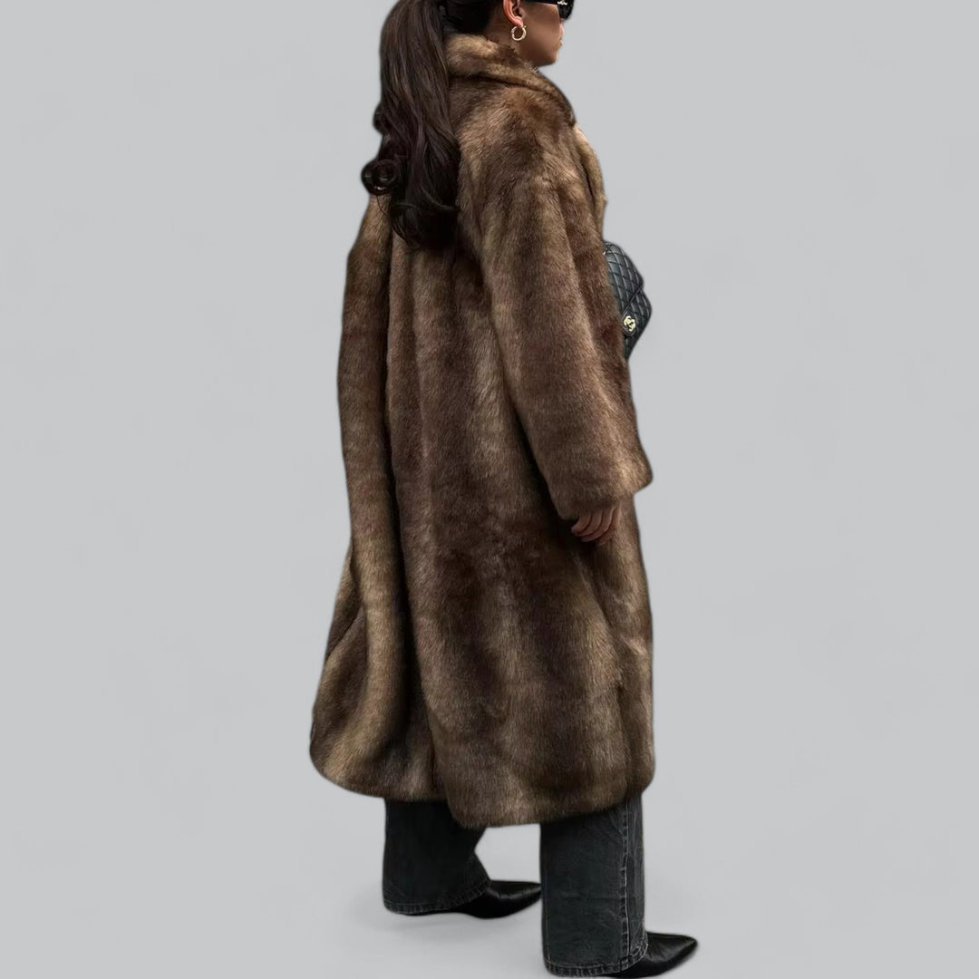 Lange Dames Trenchcoat, Faux Fur, Warm en Luxe
