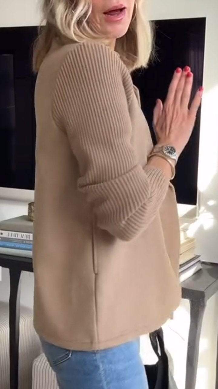 Amora Zwarte Blazer Dames | Gebreide Mouwen, Tijdloos en Elegant 3