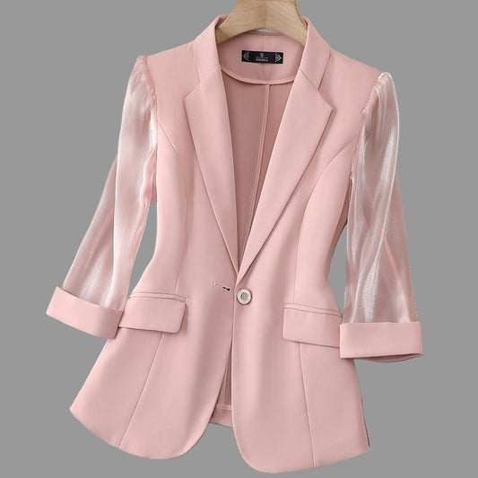 Ava Dames Blazer | Organza Mouwen, Elegant Witte Blazer 0