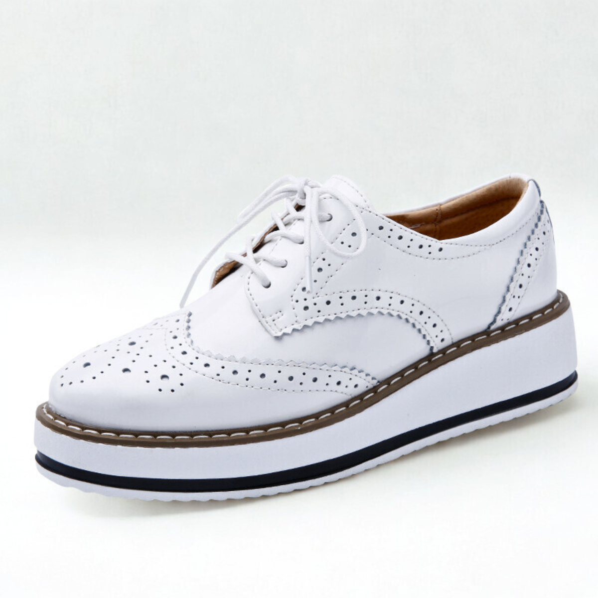 Ava Dames Oxfords | Glanzend Lakleer, Platform Sole 3