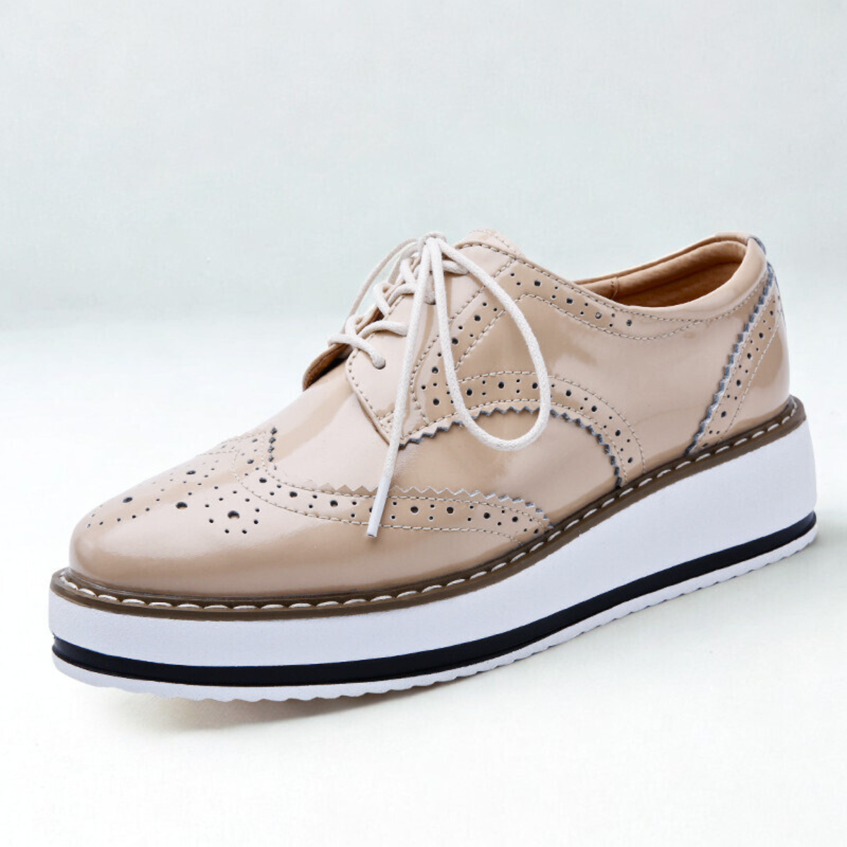Ava Dames Oxfords | Glanzend Lakleer, Platform Sole 5