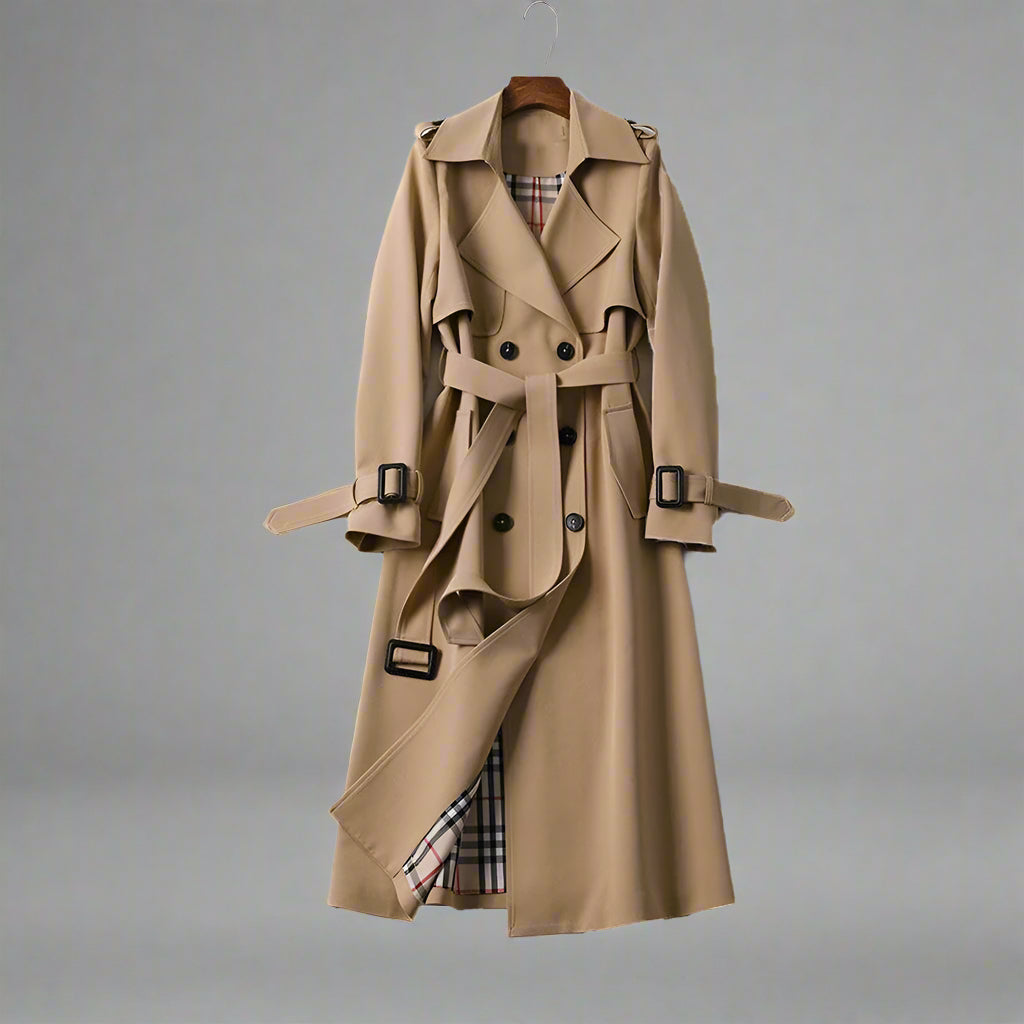 Dames Klassieke Trenchcoat Dubbelrijig met Ceintuur