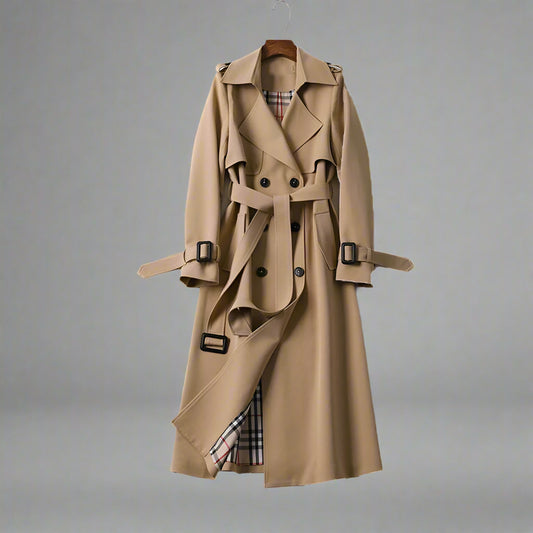 Dames Klassieke Trenchcoat Dubbelrijig met Ceintuur