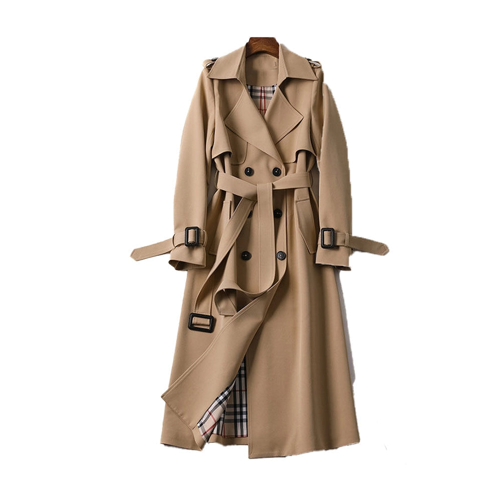 Dames Klassieke Trenchcoat Dubbelrijig met Ceintuur