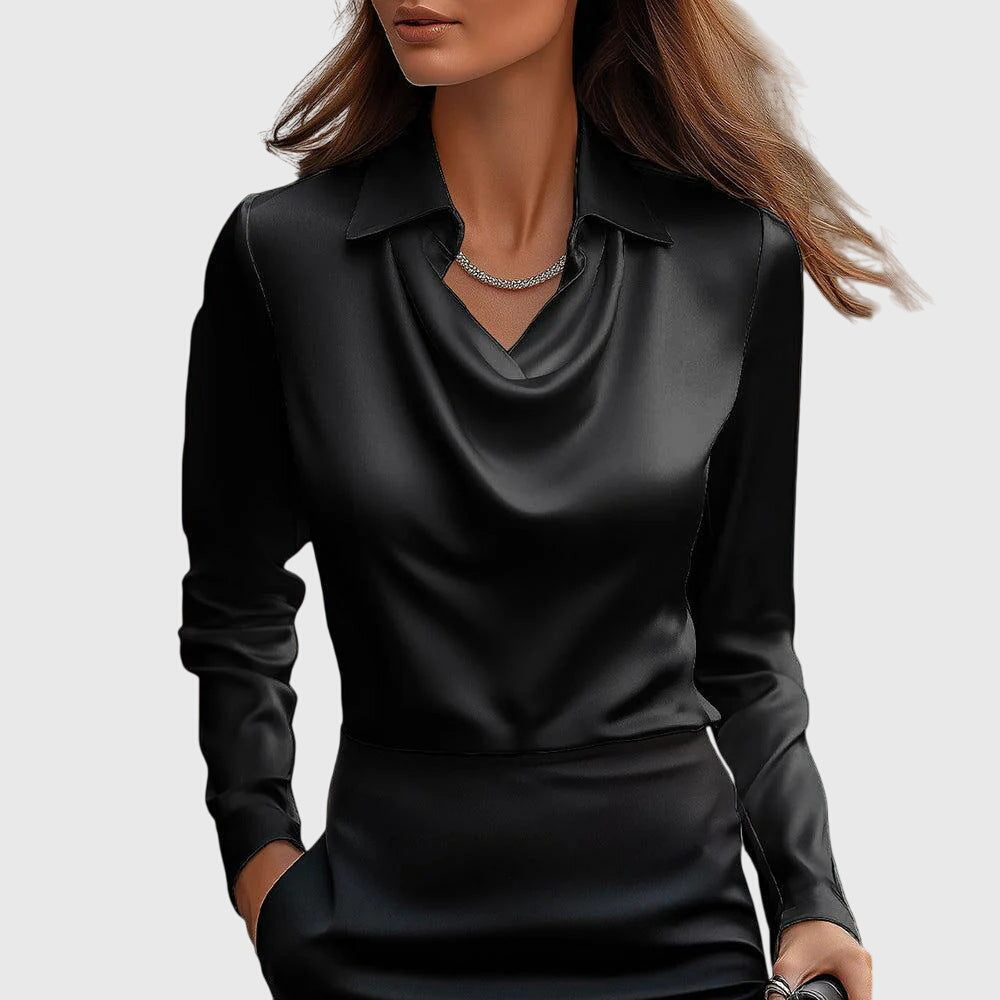 Bram Dames Blouse | Lucide Satijn, Cascade-Halslijn 3