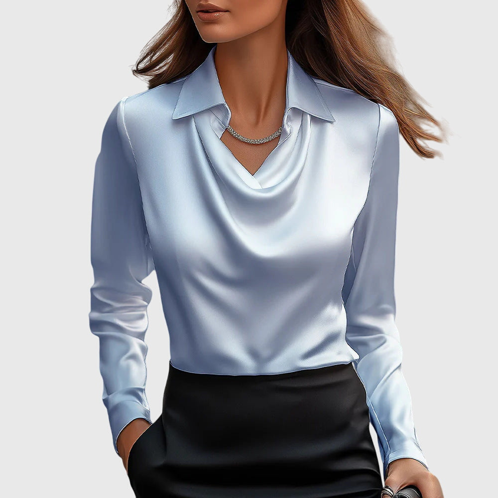 Bram Dames Blouse | Lucide Satijn, Cascade-Halslijn 4