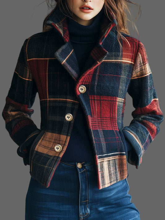 Caro Dames Jas Winter | Wol, Ruitpatroon, Comfortabel 0