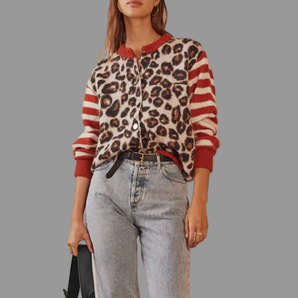 Cleo Luipaard Gestreepte Top | Ademend Polyester, Casual 0