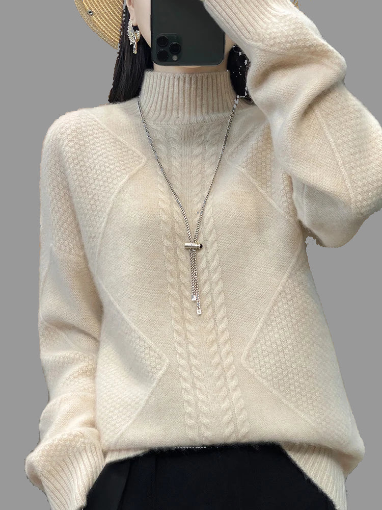 Eline Dames Coltrui | Zwart, Fijngebreid Kabelpatroon 0