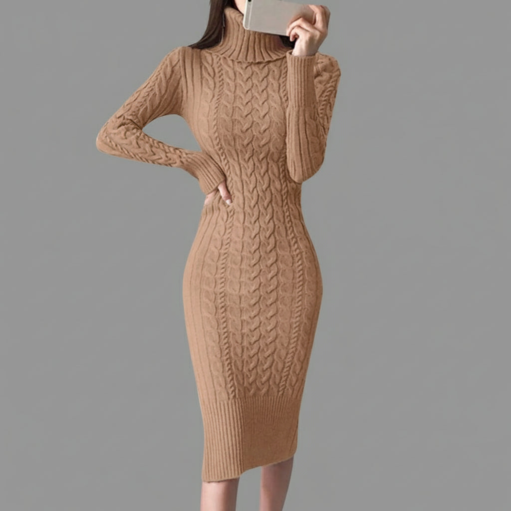 Evelyn Dames Jurk | Kabelgebreid, Veelzijdig Jurk voor Elke Gelegenheid 0