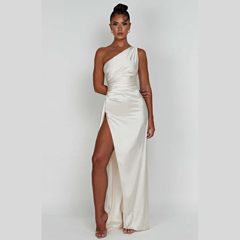 Génova Dames Maxi Jurk | Satijn, One-Shoulder Lange Jurk voor Formele Evenementen 15