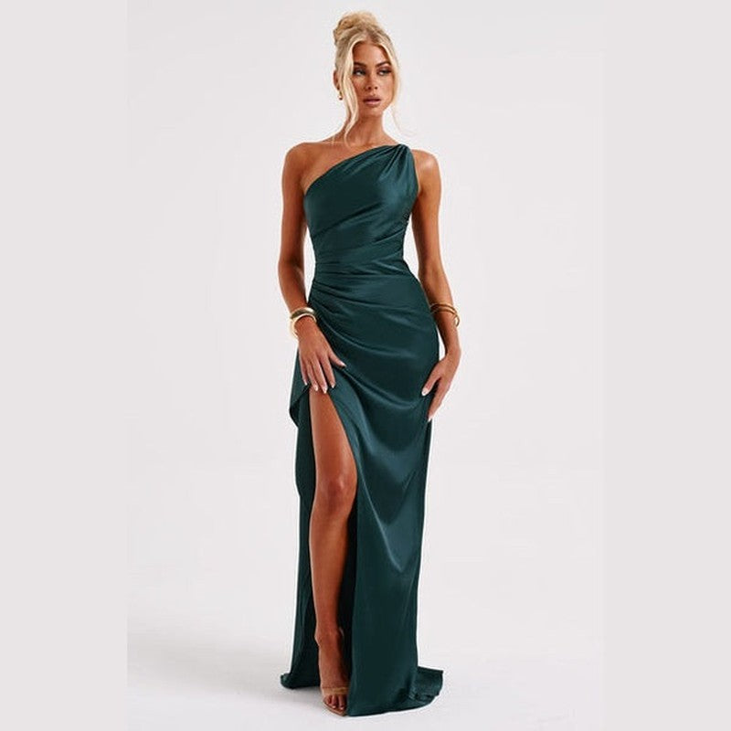 Génova Dames Maxi Jurk | Satijn, One-Shoulder Lange Jurk voor Formele Evenementen 16