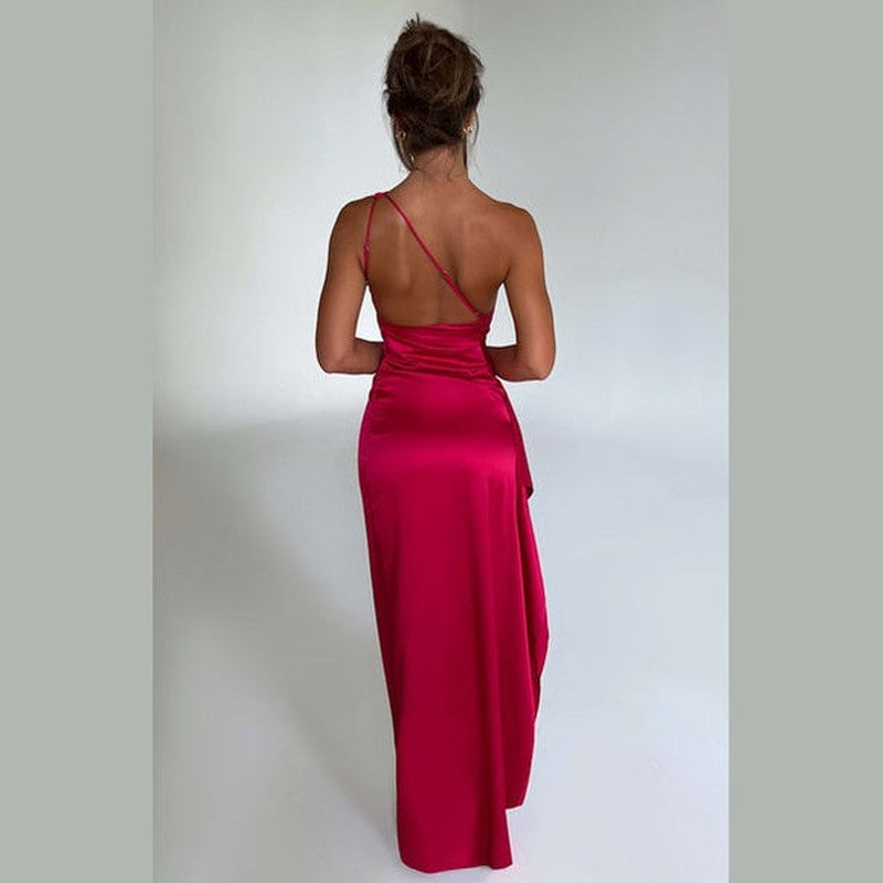 Génova Dames Maxi Jurk | Satijn, One-Shoulder Lange Jurk voor Formele Evenementen 3