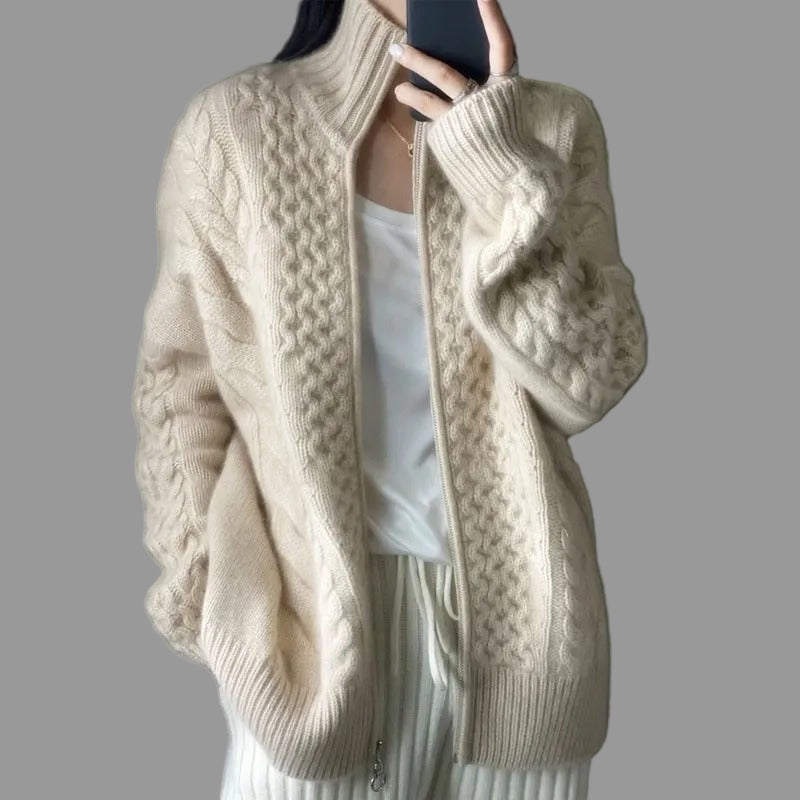 Gina Dames Vest | Kabelbrei, Zwart Oversized Comfort 0