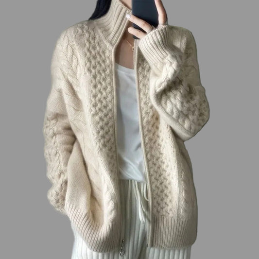 Gina Dames Vest | Kabelbrei, Zwart Oversized Comfort 0