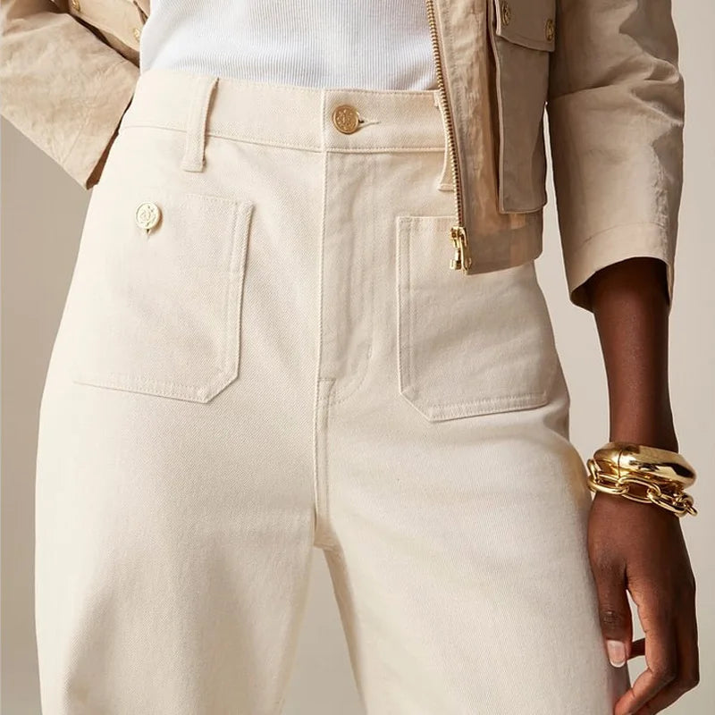 Giselle Slim Fit Spijkerbroek Dames | Comfortabele Katoenmix, Hoge Taille met Unieke Voorzakken 6