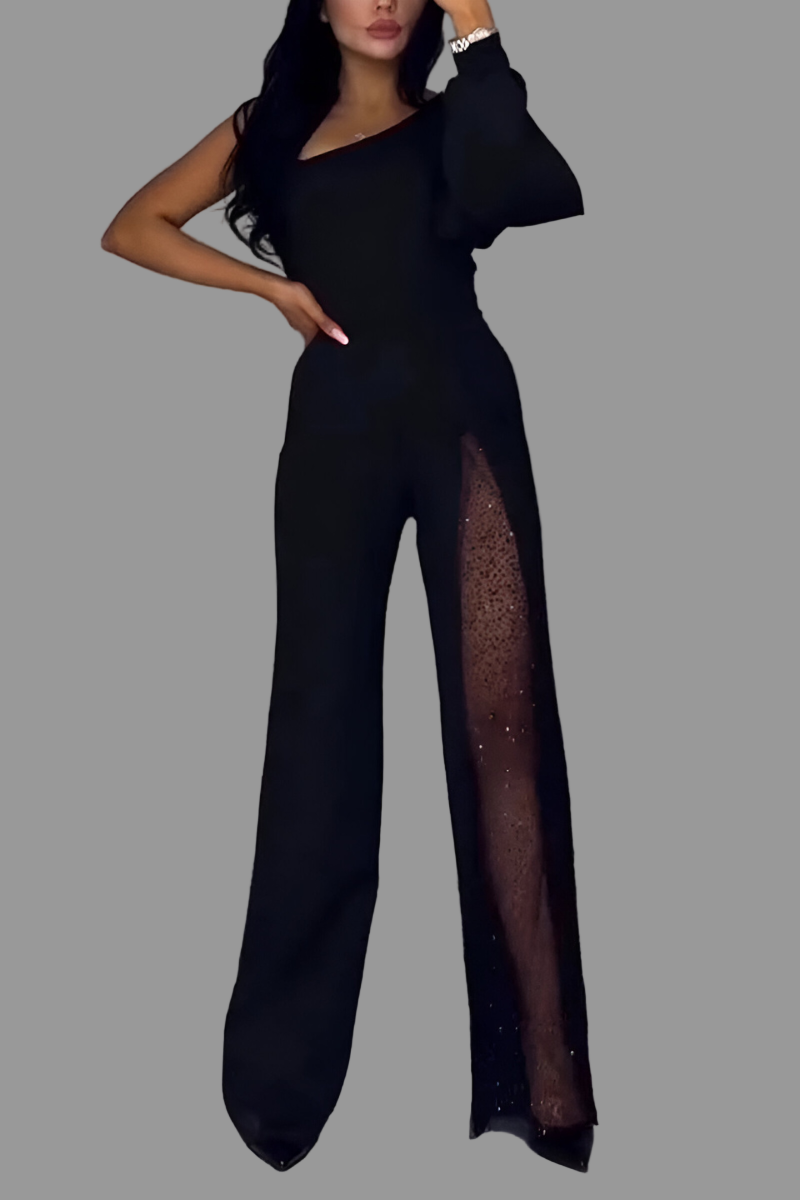 Ines Zwarte Jumpsuit Dames | Feestelijk Met Wijde Pijpen, Elegante Look 0