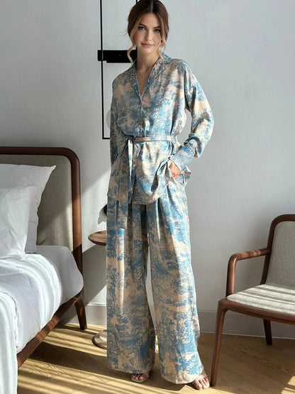 Julia Bedrukte Co-Ord Set | Twee Piece Setje, Wijde Pijpen, Casual Comfort