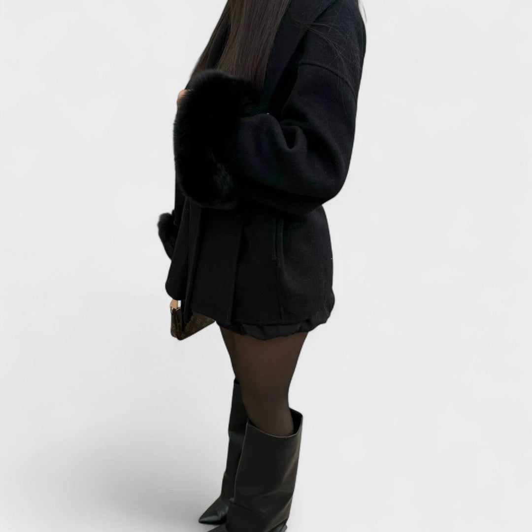 Kim Elegante Damesjas | Zachte Wol met Afneembaar Imitatiebont, Lange Dames Jas Winter 3