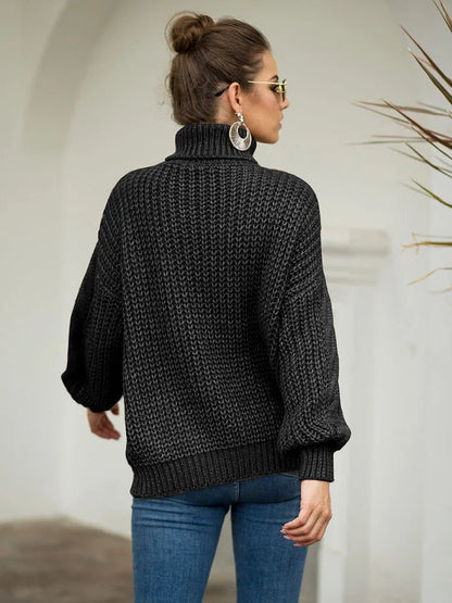 Kim Gebreide Dames Trui | Comfortabele Hoge Col, Lange Mouwen 5