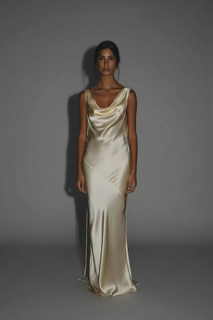 Kim Rugloze Maxi Jurk Dames | Zacht Satijn, Perfect voor Avondevenementen 0