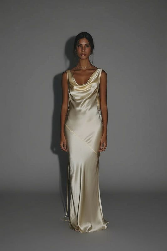 Kim Rugloze Maxi Jurk Dames | Zacht Satijn, Perfect voor Avondevenementen 0