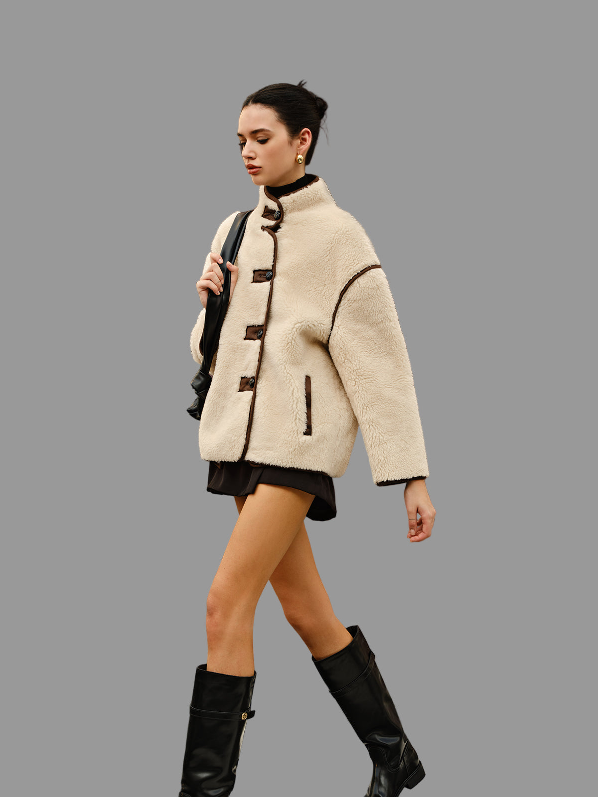 Kim Shearling Toggle-jasje | Imitatieschapenvacht, Casual, Oversized 0