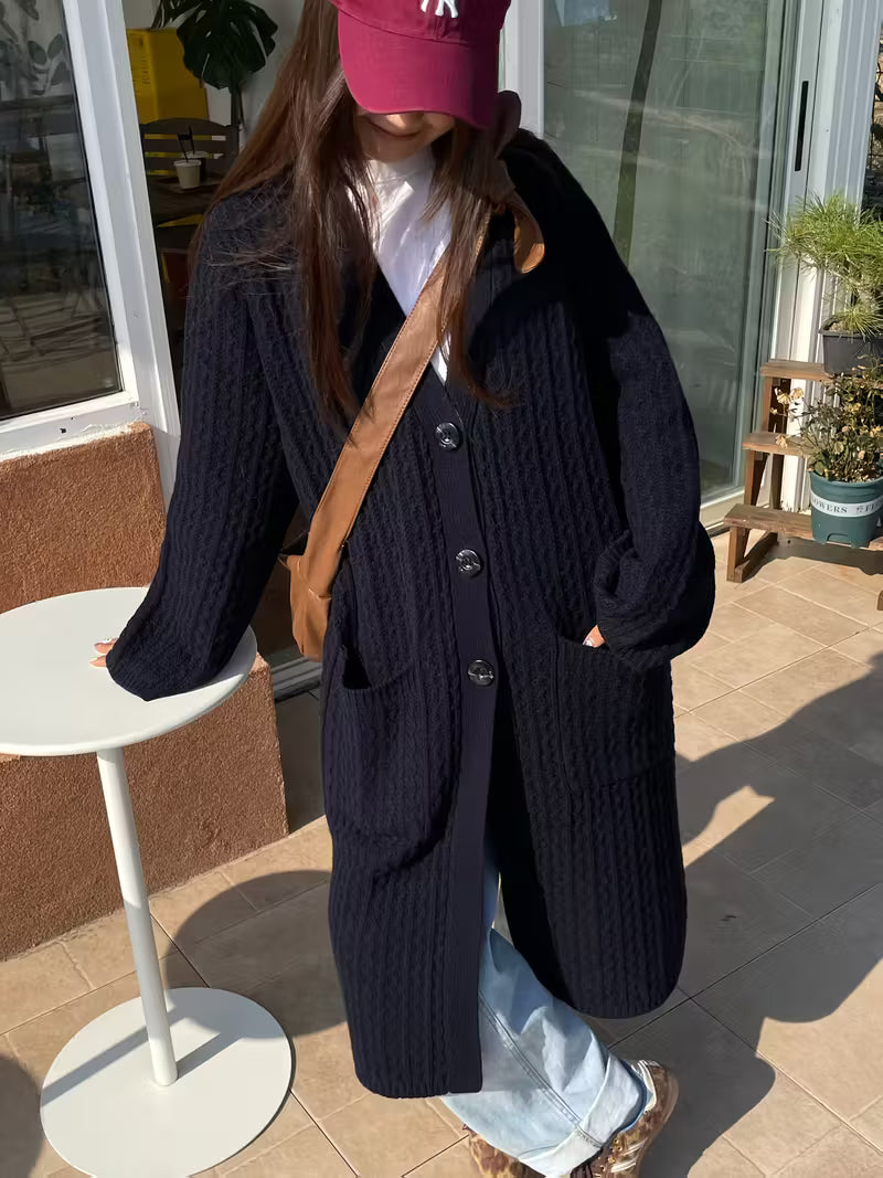 Kim Vintage Cardigan Dames | Met Zakken, Knoopsluiting, Kabelpatroon 2