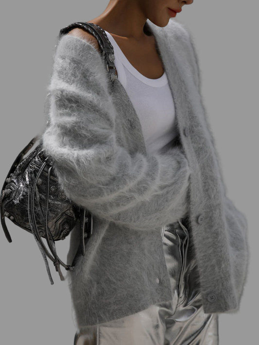 Kim Zacht Gebreid V-hals Vest Dames | Oversized, 80% Nylon, Neutrale Kleuren 0