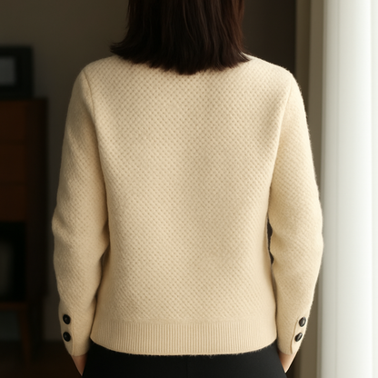 Leila Cardigan Dames | Hoogwaardig Wolmengsel, Tijdloos Ivoorwit 2