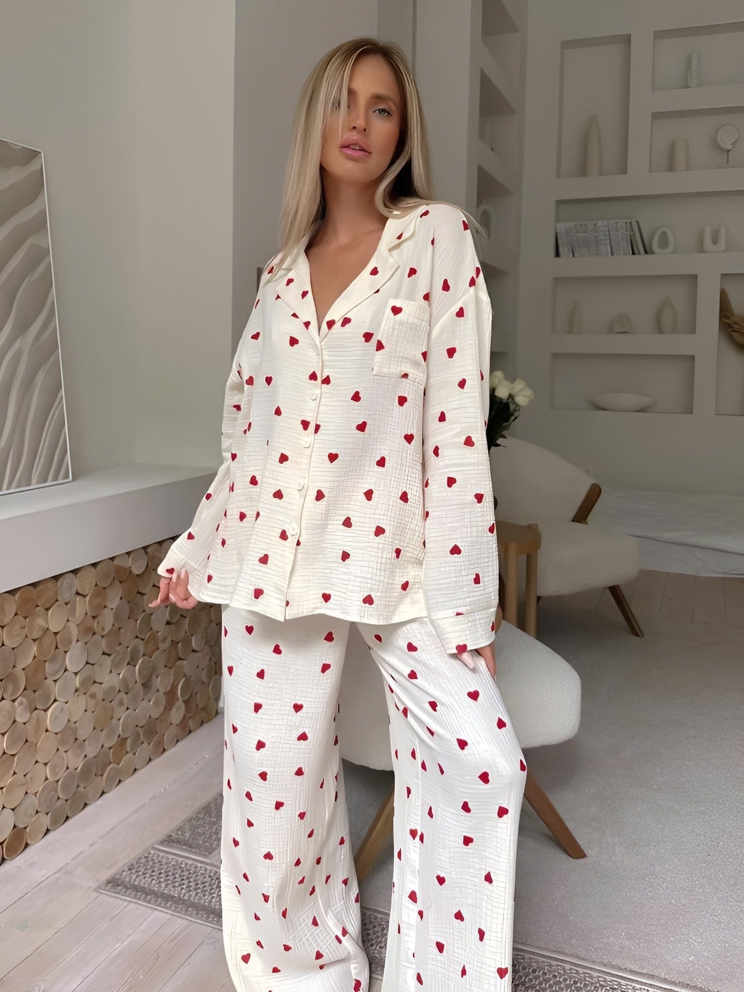 Lola Dames Pyjama Set | 100% Katoen, Comfortabel met Hartjesprint 5