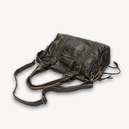 Lola Zwarte Leren Handtas Dames | Casual Met Ritsvakken, Duurzaam Design 3