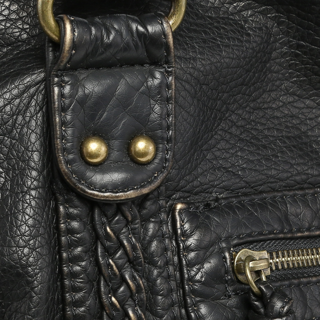 Lola Zwarte Leren Handtas Dames | Casual Met Ritsvakken, Duurzaam Design 5