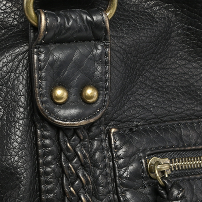 Lola Zwarte Leren Handtas Dames | Casual Met Ritsvakken, Duurzaam Design 5