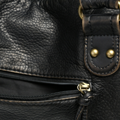 Lola Zwarte Leren Handtas Dames | Casual Met Ritsvakken, Duurzaam Design 6