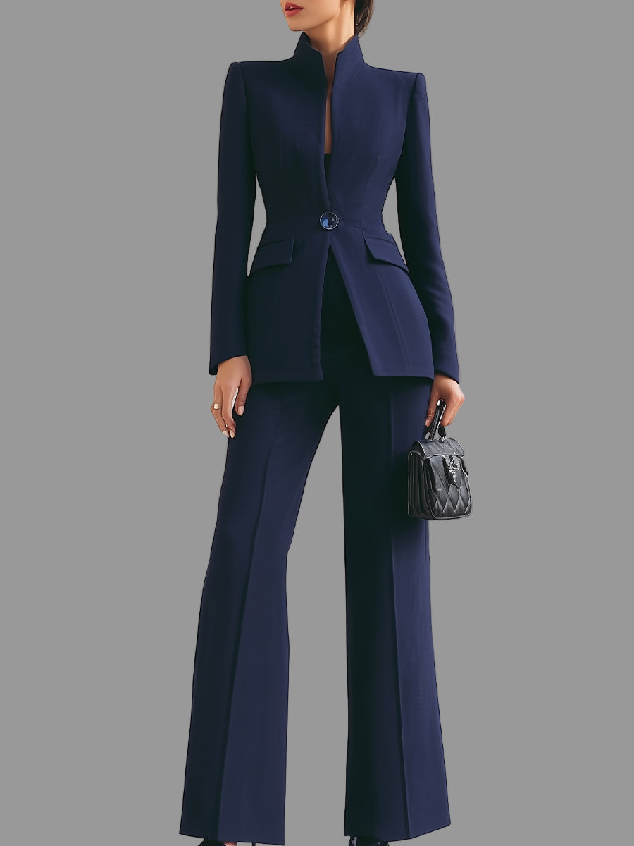 Luna Vrouwen Blazerset | Wolmix, Elegante Wijde Pijpen 0