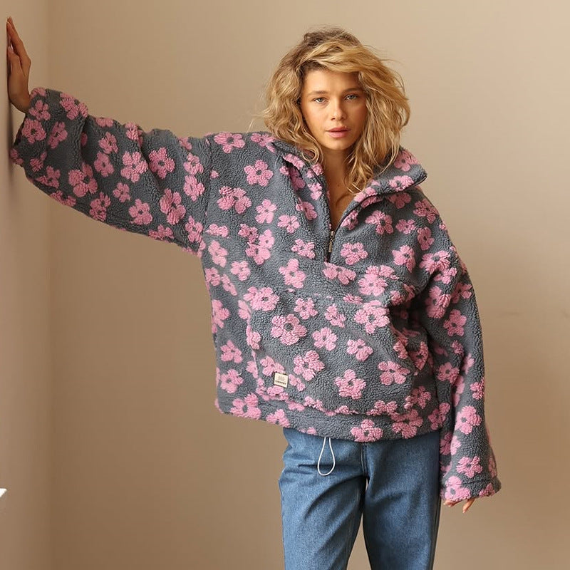 Madeliefje Dames Sherpa Trui | Bohemian Bloemenprint, Oversized Comfort 1