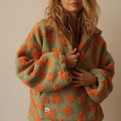 Madeliefje Dames Sherpa Trui | Bohemian Bloemenprint, Oversized Comfort 3