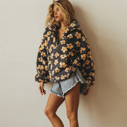 Madeliefje Dames Sherpa Trui | Bohemian Bloemenprint, Oversized Comfort 7