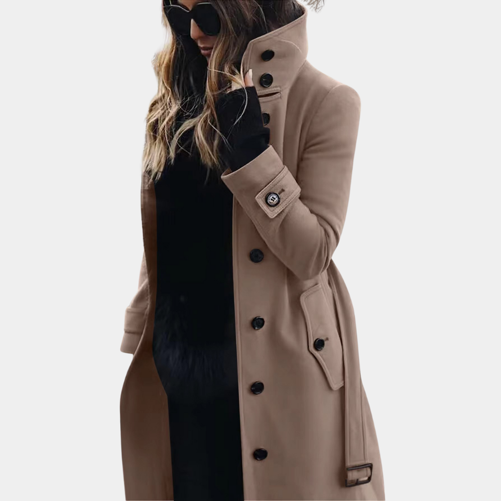 Mila Dames Trenchcoat | Warm en Elegant, Getailleerd Design in Zwart