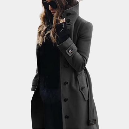 Mila Dames Trenchcoat | Warm en Elegant, Getailleerd Design in Zwart 4