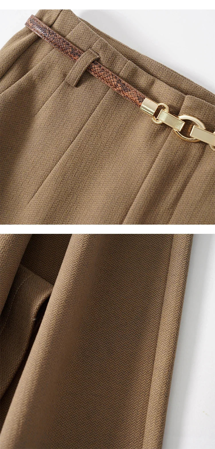 Milano Damesbroek Hoge Taille | Zwarte Wolmix Met Wijde Pijpen 7